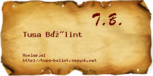 Tusa Bálint névjegykártya